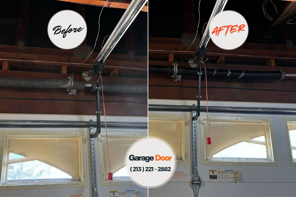 Before and after: garage door repair Springs, NY